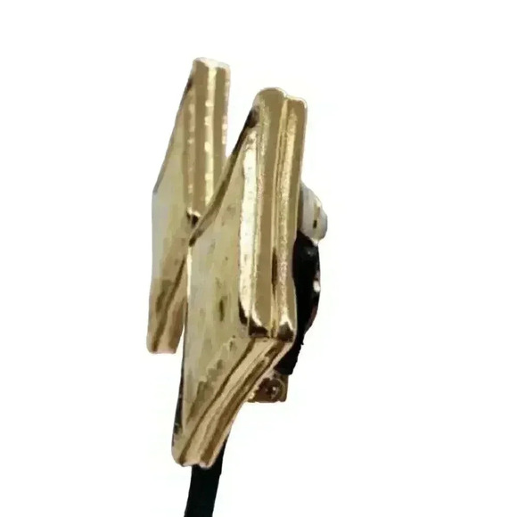 GIVENCHY Earrings Giant Statement Diamond Shaped Gold Wavy Clip Vintage Chunky - Picture 6 of 11